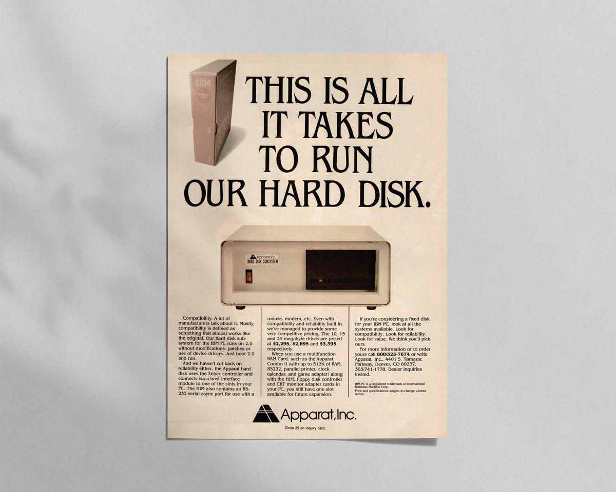 Apparat Inc.—Hard Disk Subsystem for IBM PC
