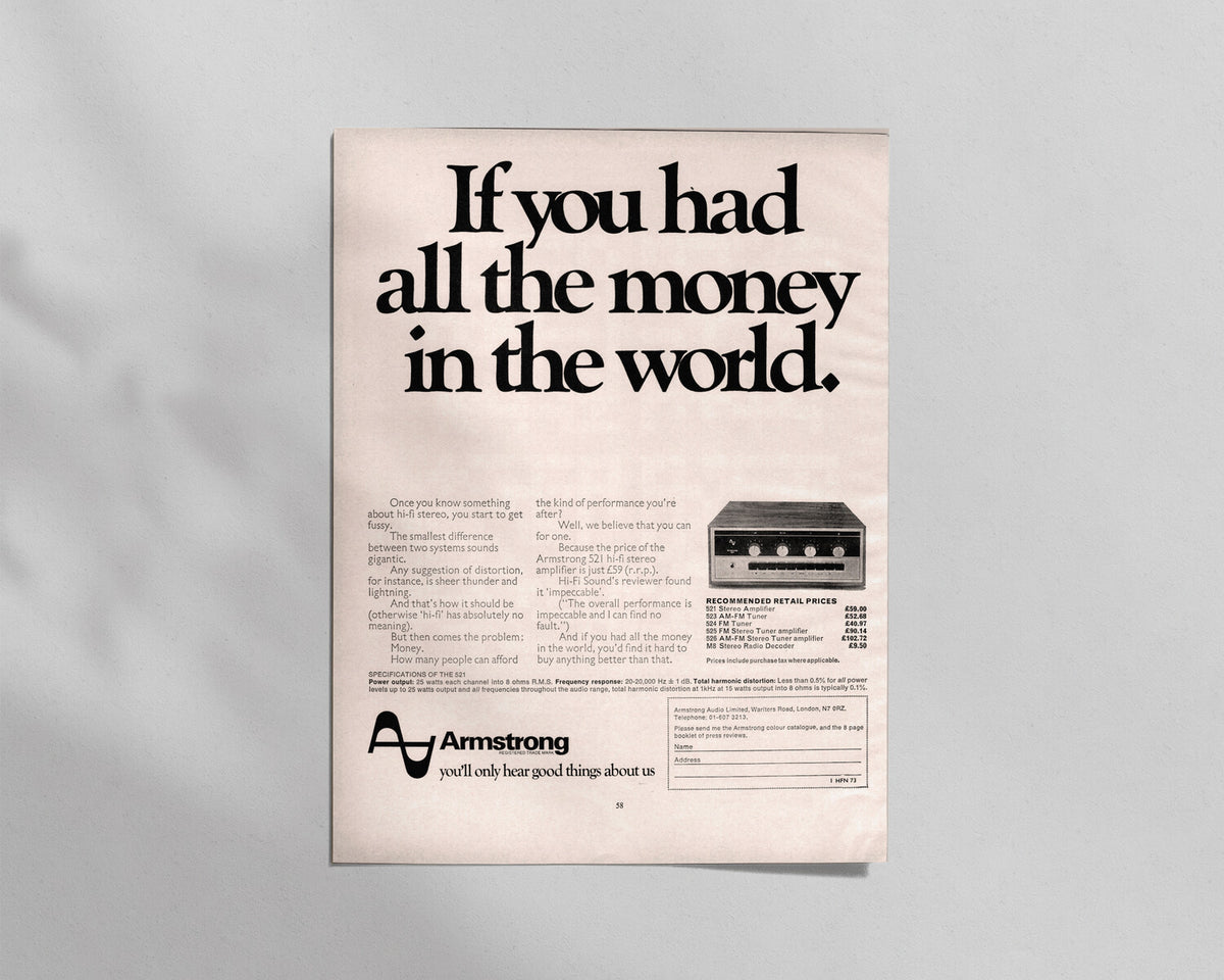 Armstrong—“If you had all the money in the world.”