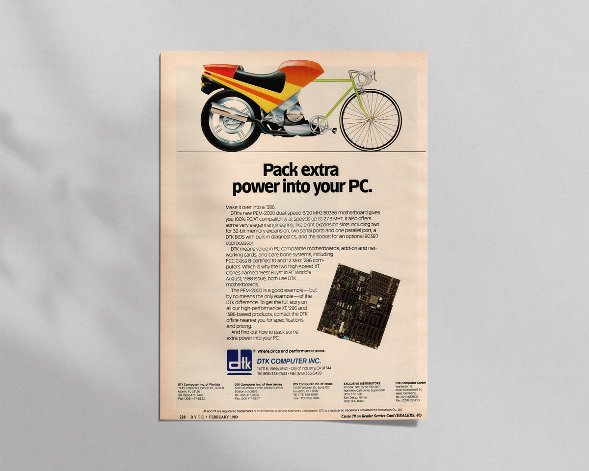 DTK—PEM-2000 Dual Speed 8/20 MHz Motherboard