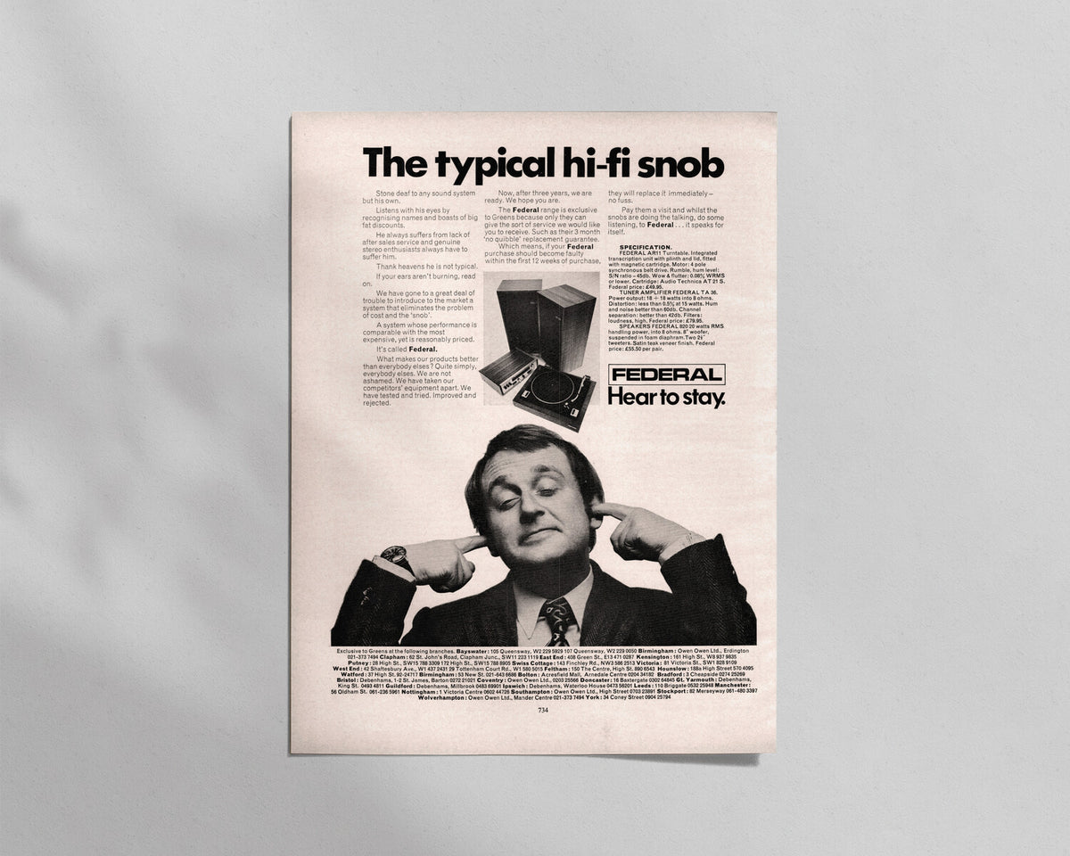 Federal—“The typical hi-fi snob.”