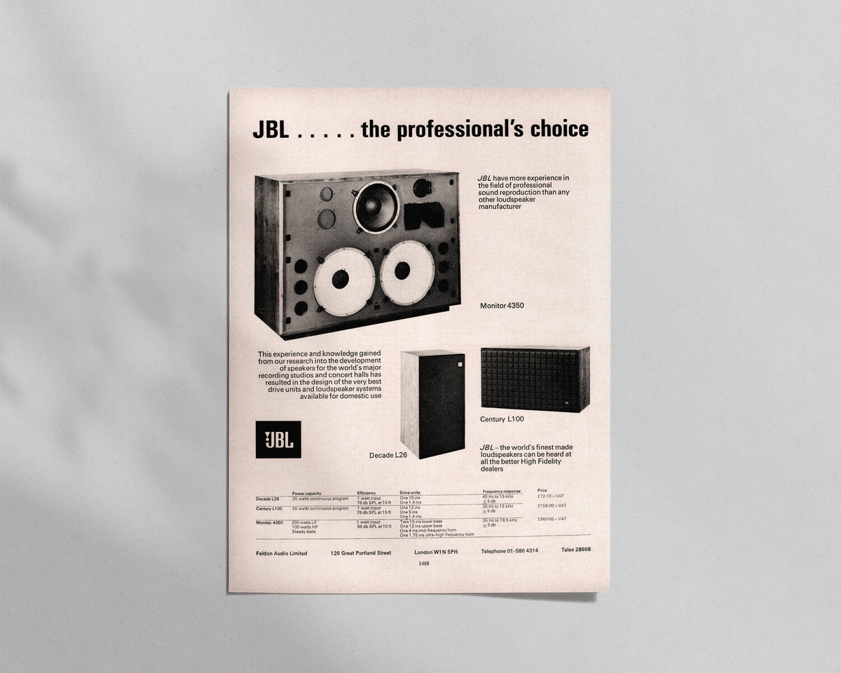 JBL—Monitor 4350, Decade L26 & Century L100 Speakers