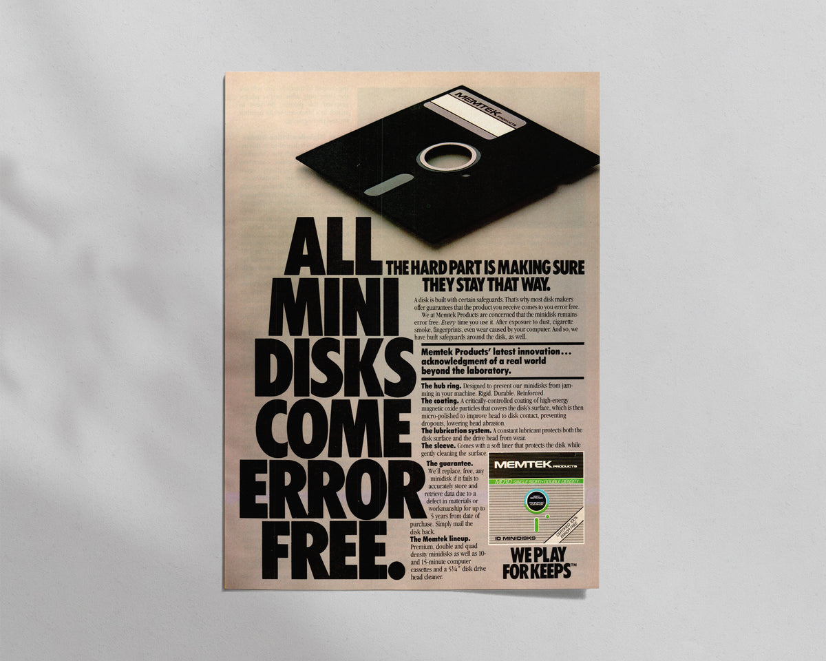 Memtek—“All Minidisks Come Error Free.”