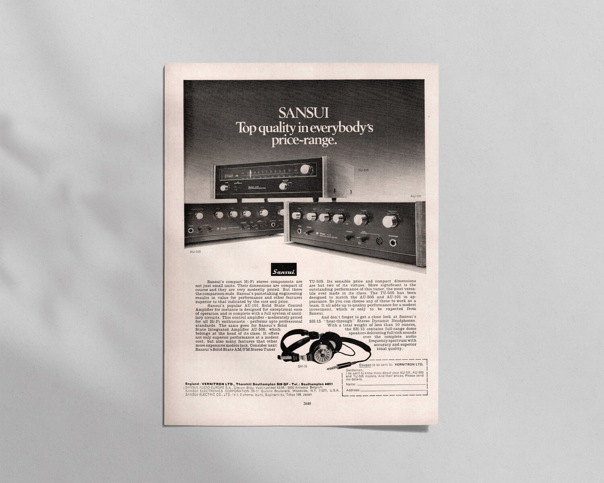 Sansui—AU-101 & AU-505 Amplifiers & TU-505 Tuner