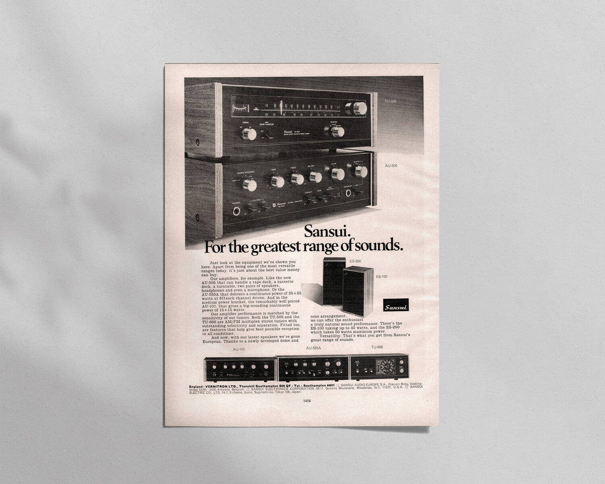 Sansui—“For the greatest range of sounds.”