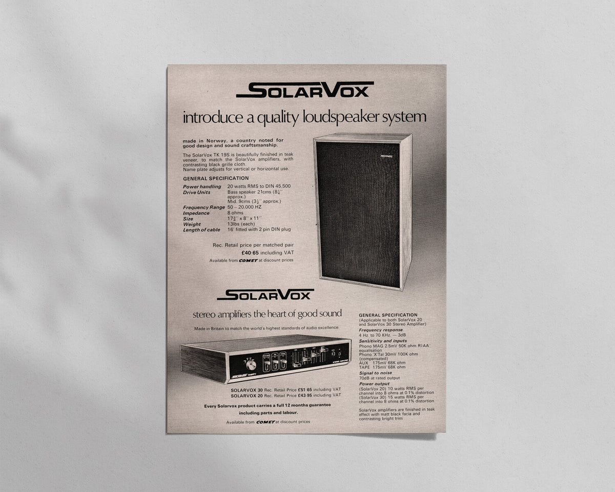 SolarVox—TK 19S Speaker & Amplifiers