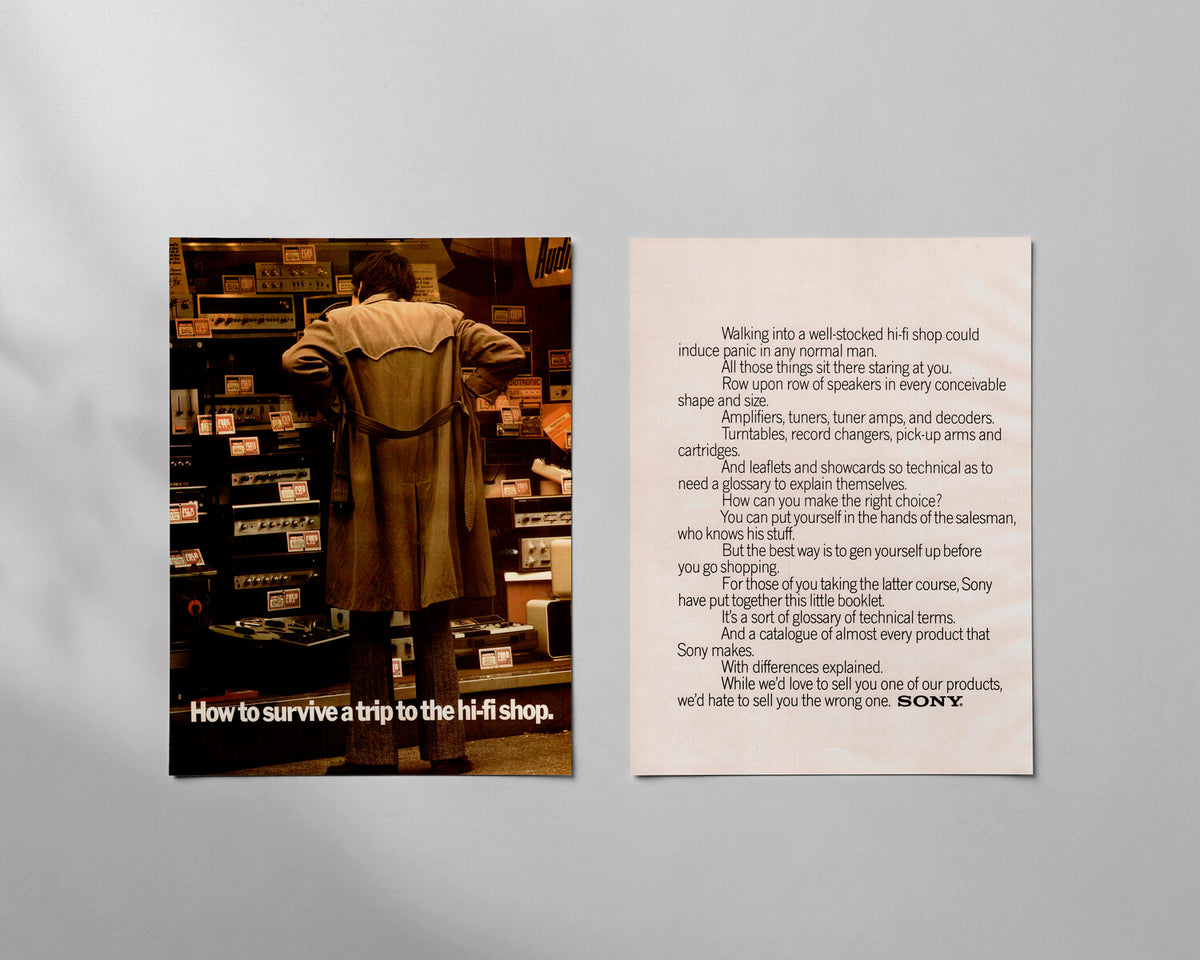 Sony—“How to survive a trip to the hi-fi shop.”